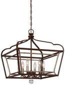 60W 6-Light Pendant in Dark Rubbed Sienna with Aged Silver