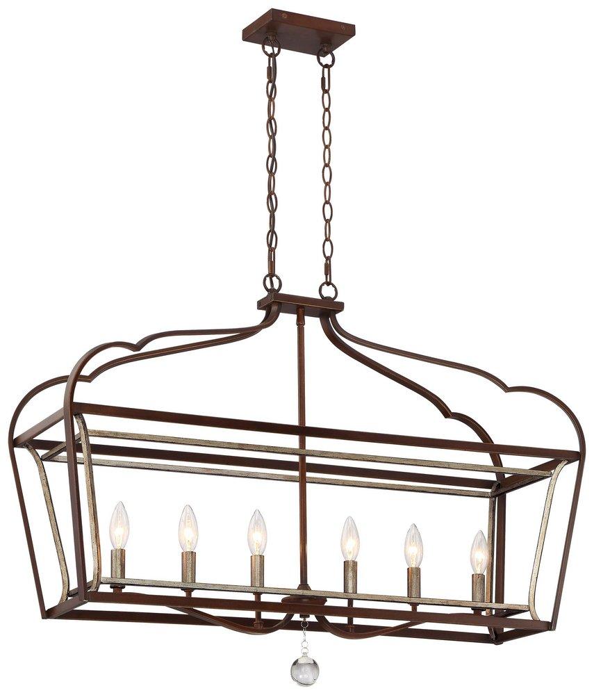 Minka Lavery Dark Rubbed Sienna/Aged Silver 60W 6-Light Island Light 