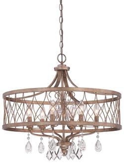 24 in. 6-Light Candelabra E-12 Base Chandelier in Olympus Gold