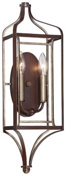 2-Light 60W Wall Sconce in Dark Rubbed Sienna with Aged Silver
