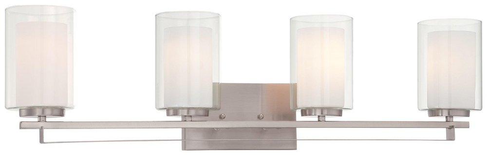 Minka Lavery Brushed Nickel 32-1/2 in. 4-Light Bath Light with Clear and Etched White Glass 