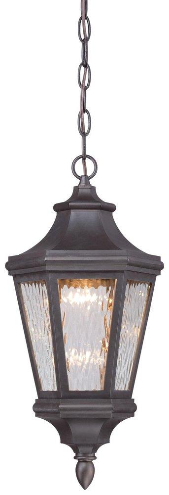 Minka Lavery Oil Rubbed Bronze/Gold High 9 x 18-3/4 in. 14W 1-Light Ceiling Mount LED Outdoor Hanging Lantern 