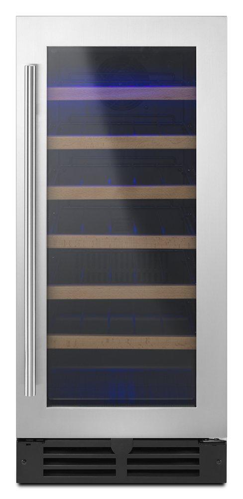 Whirlpool Black on Stainless 15 in. 34 Bottles Wine Cooler 