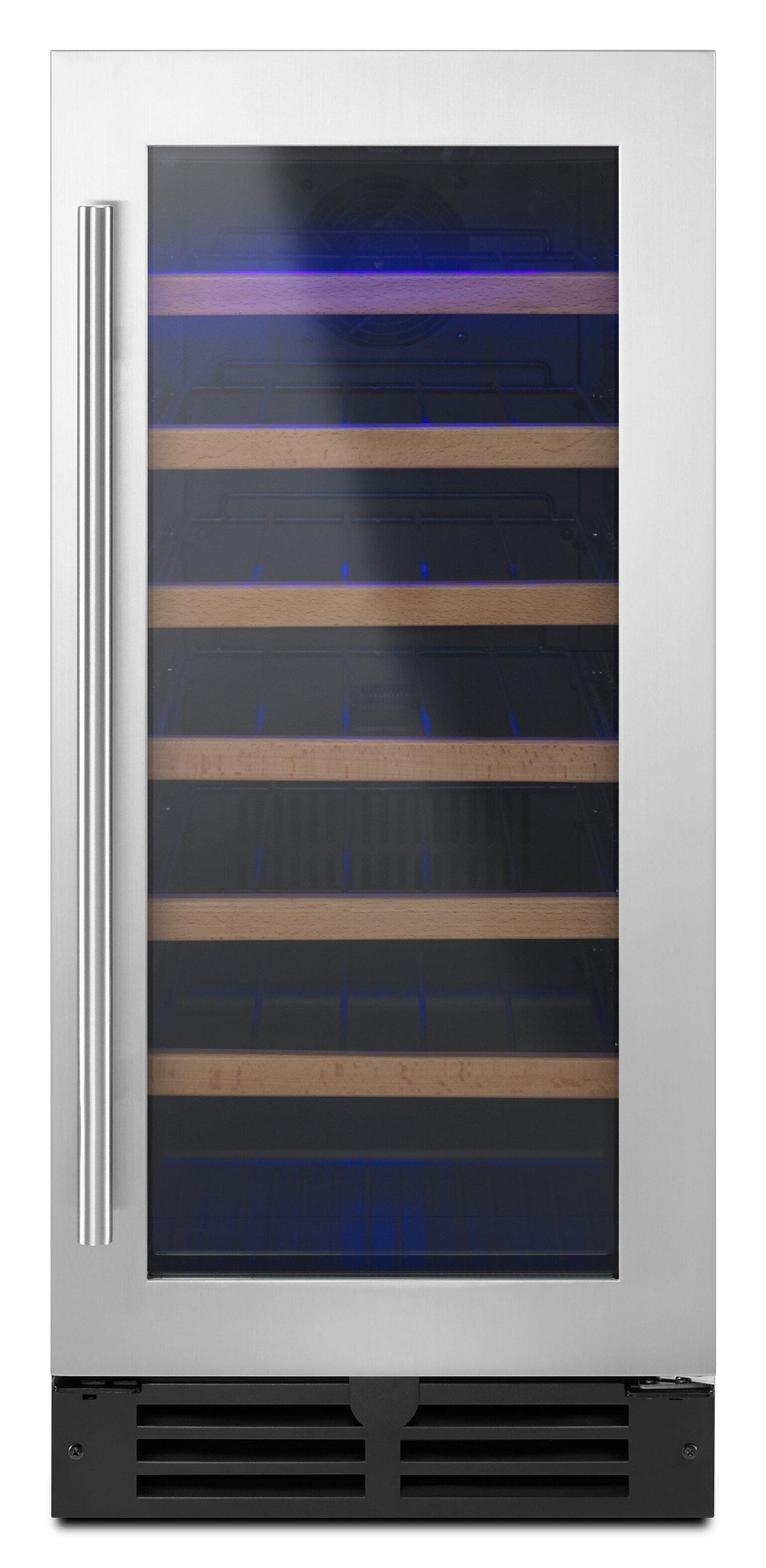 Whirlpool Black on Stainless 15 in. 34 Bottles Wine Cooler 