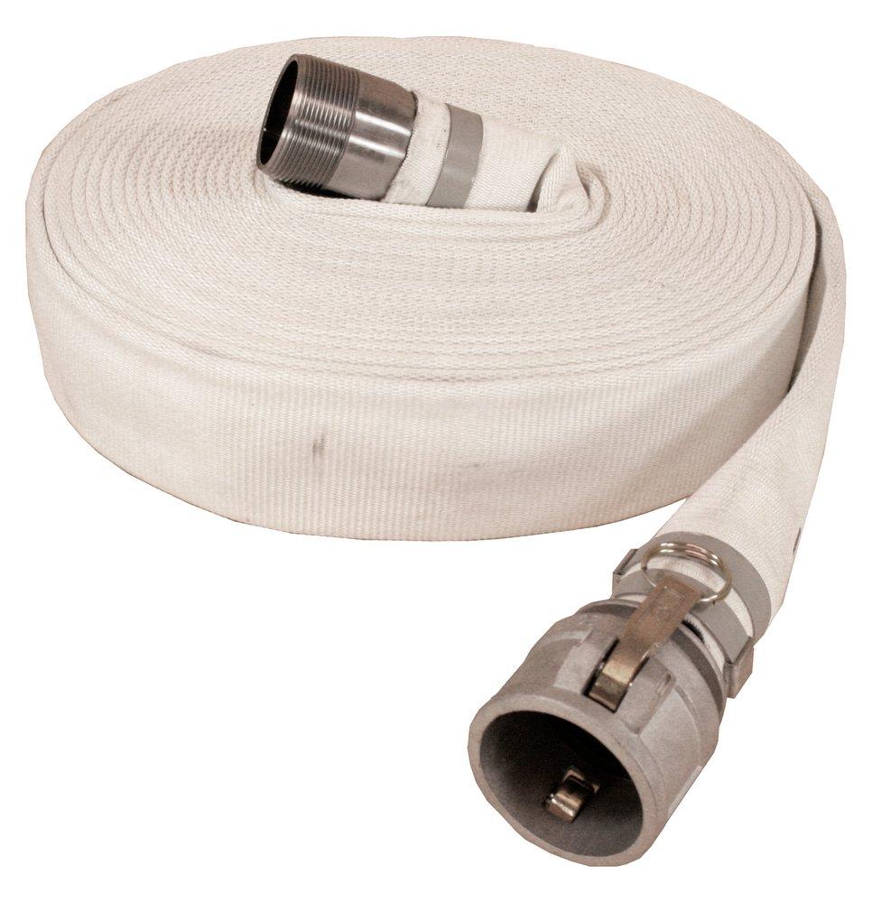 Abbott Rubber Co Inc White 50 ft. MNPSM x Female Quick Connect Single Jacket Polyester and Rubber Mill Discharge Hose in White 