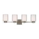 34-5/8 in. 60W 4-Light Medium E-26 Wall Sconce with Clear Outer and White Inside Glass in Brushed Nickel