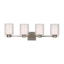 Design House Satin Nickel 34-5/8 in. 60W 4-Light Medium E-26 Wall Sconce with Clear Outer and White Inside Glass 