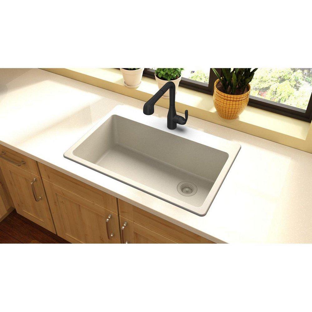 Elkay Bisque 33 x 22 in. No Hole Composite Single Bowl Drop-in Kitchen Sink 