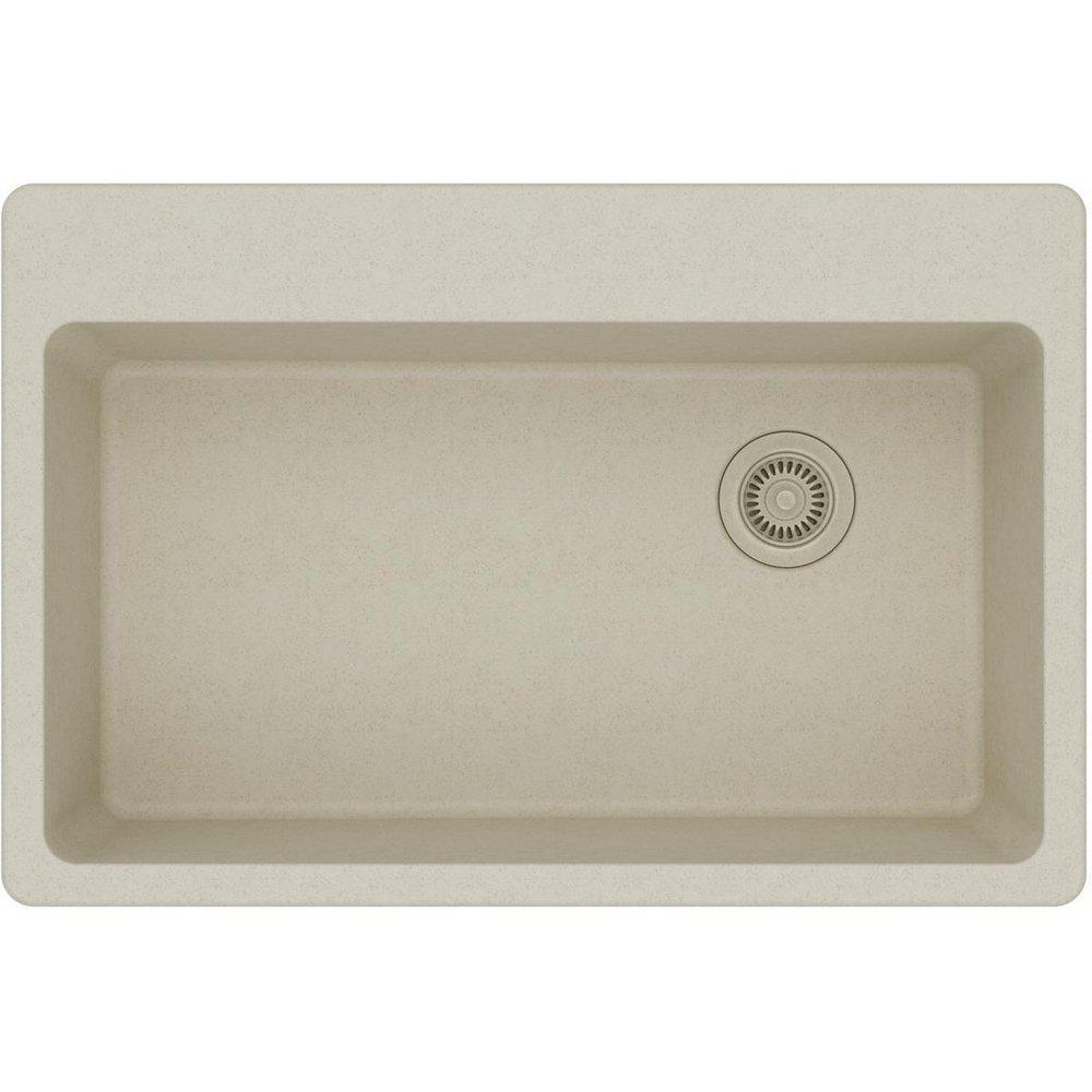 Elkay Bisque 33 x 22 in. No Hole Composite Single Bowl Drop-in Kitchen Sink 