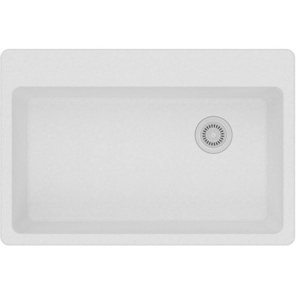 Elkay White 33 x 22 in. No Hole Composite Single Bowl Drop-in Kitchen Sink 