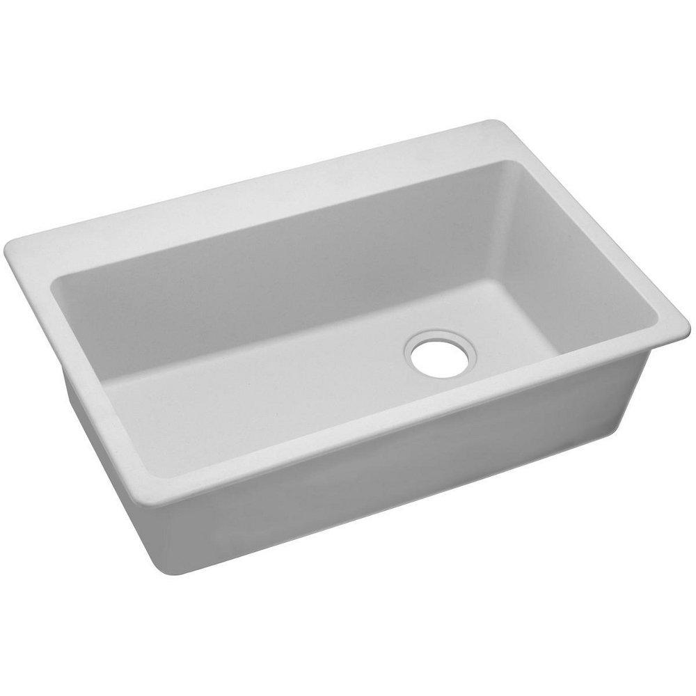 Elkay White 33 x 22 in. No Hole Composite Single Bowl Drop-in Kitchen Sink 