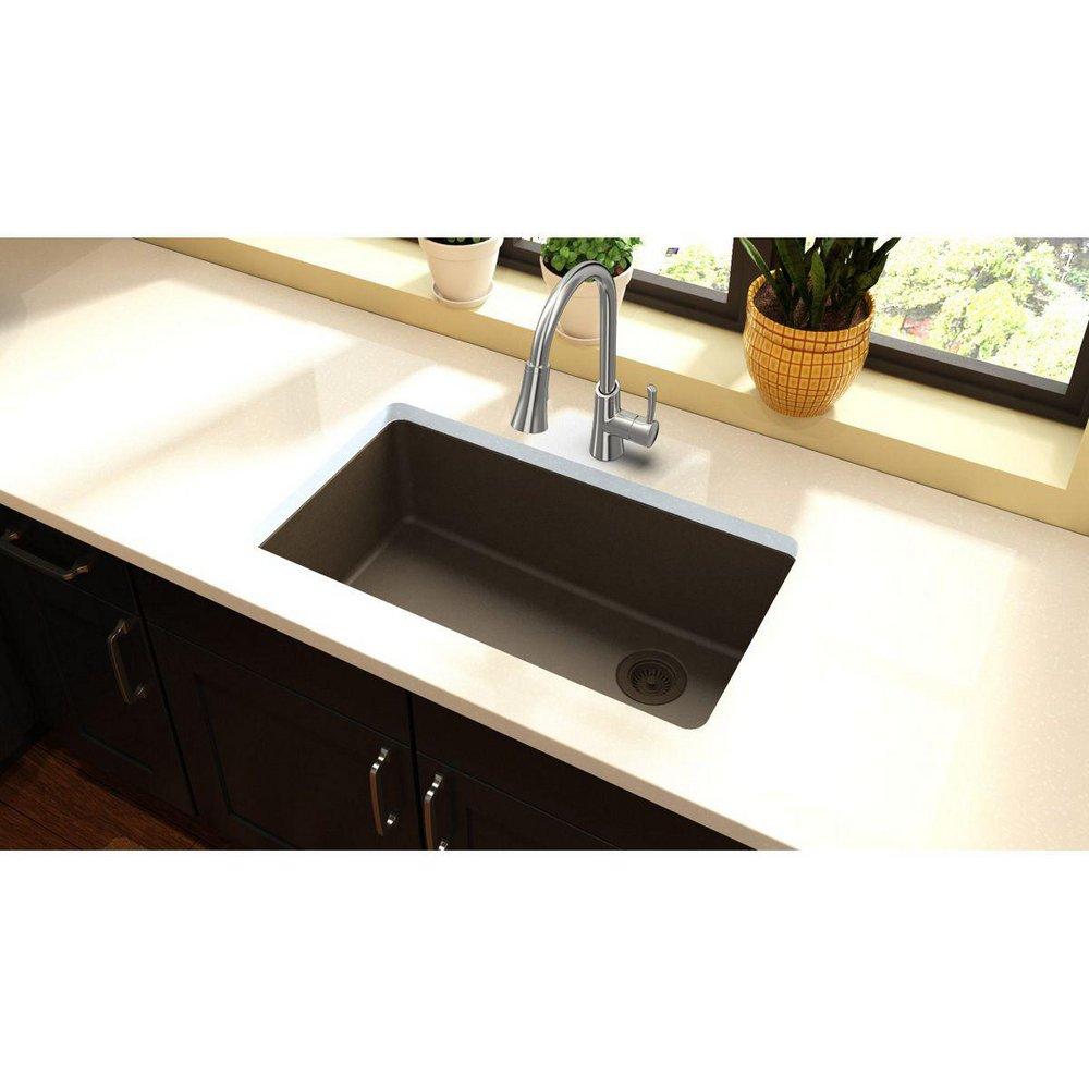 Elkay Mocha 33 x 18-3/4 in. No Hole Composite Single Bowl Undermount Kitchen Sink 