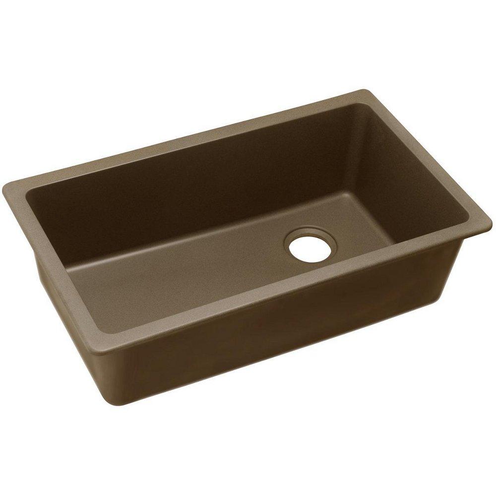 Elkay Mocha 33 x 18-3/4 in. No Hole Composite Single Bowl Undermount Kitchen Sink 
