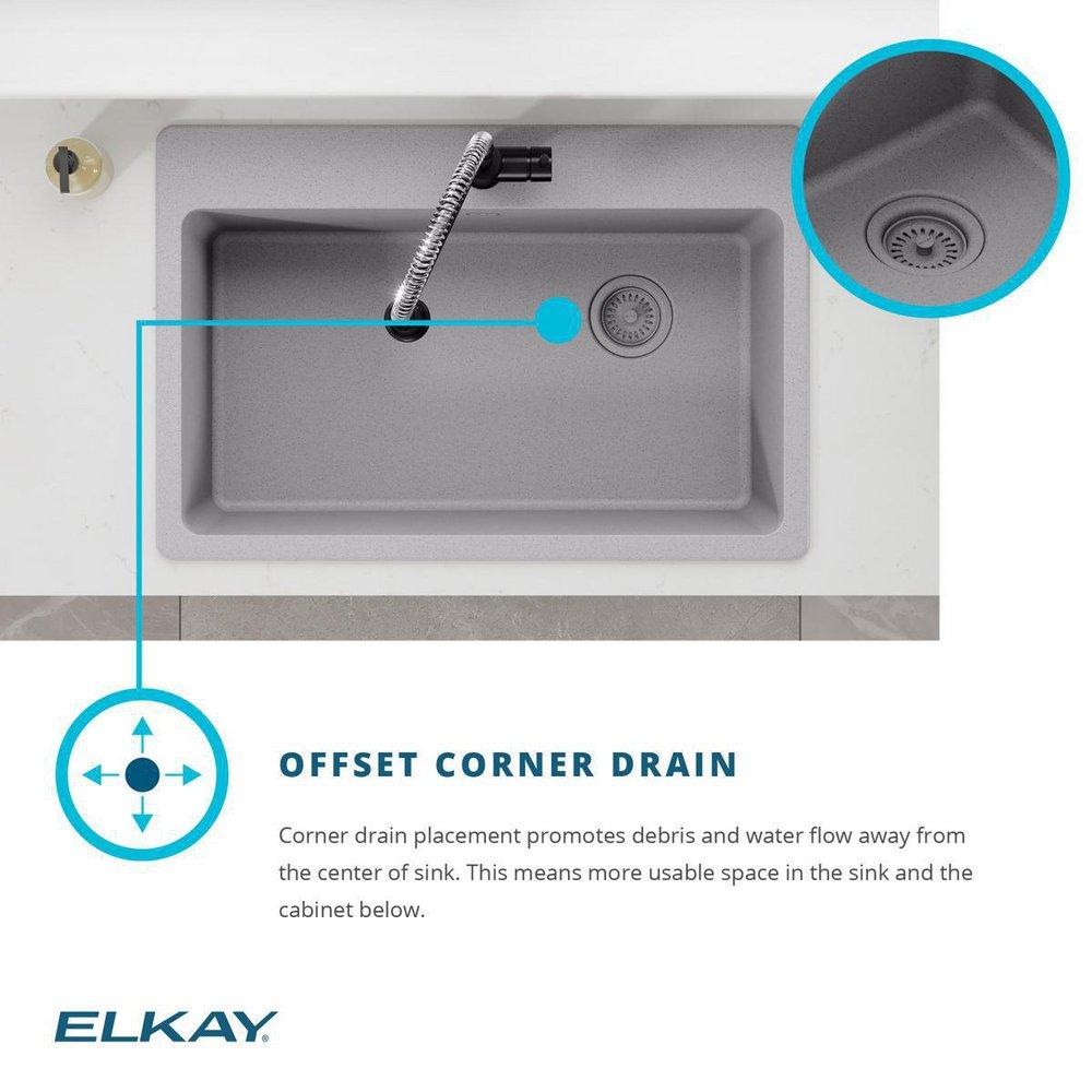 Elkay Mocha 33 x 22 in. No Hole Composite Single Bowl Drop-in Kitchen Sink 