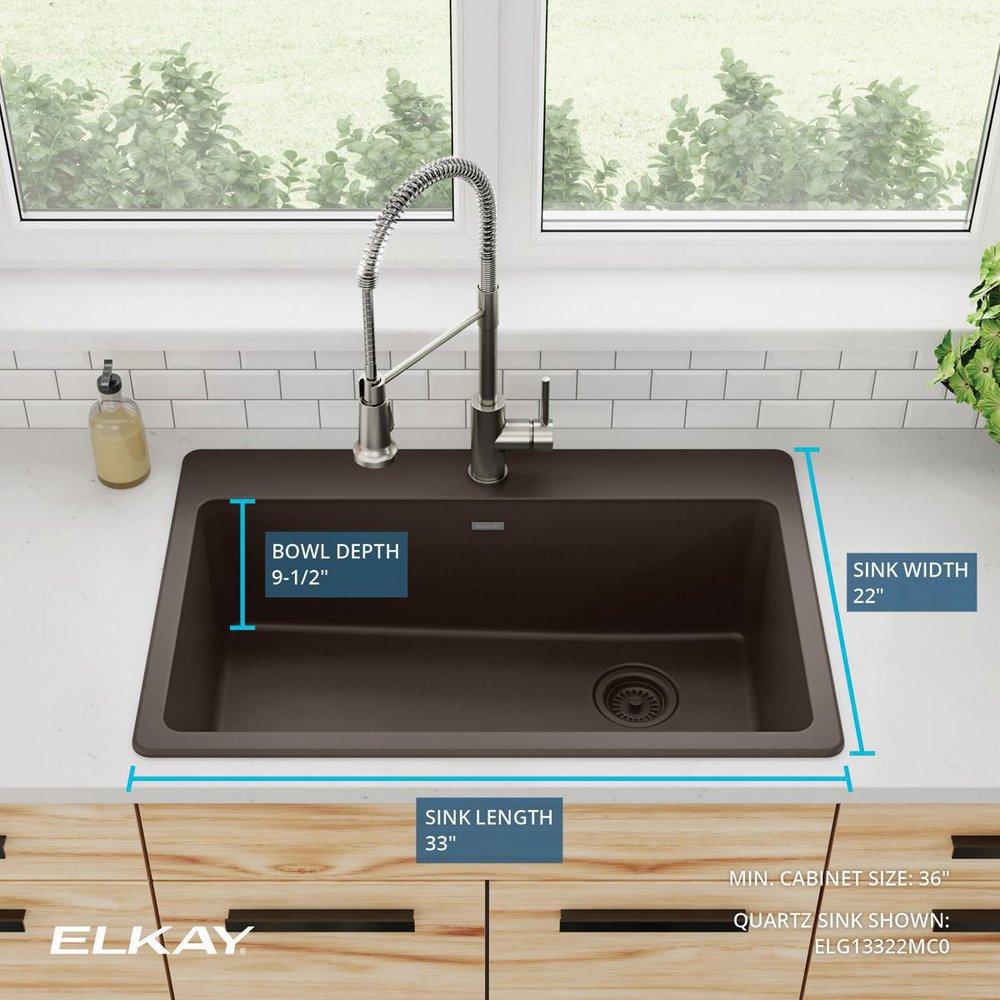 Elkay Mocha 33 x 22 in. No Hole Composite Single Bowl Drop-in Kitchen Sink 