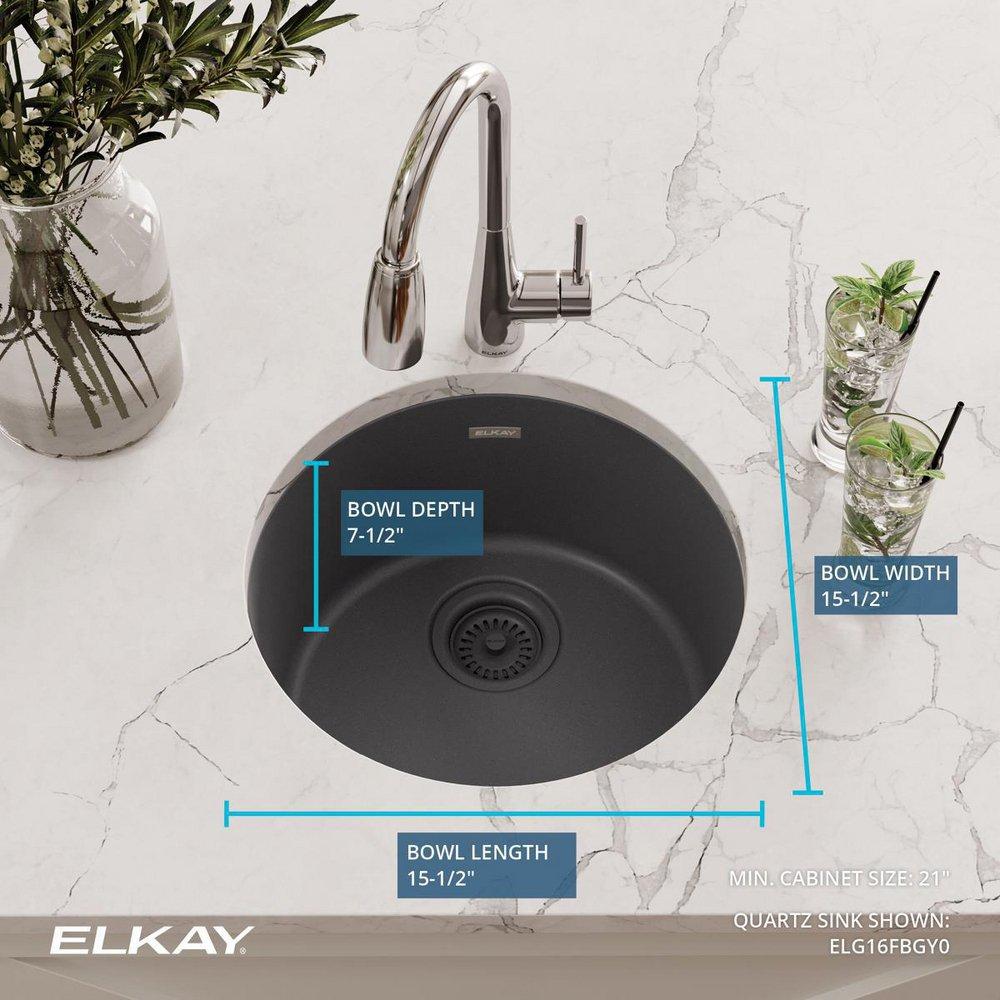 Elkay Dusk Grey 18-1/8 x 18-1/8 in. Drop-in and Undermount Bar Sink 