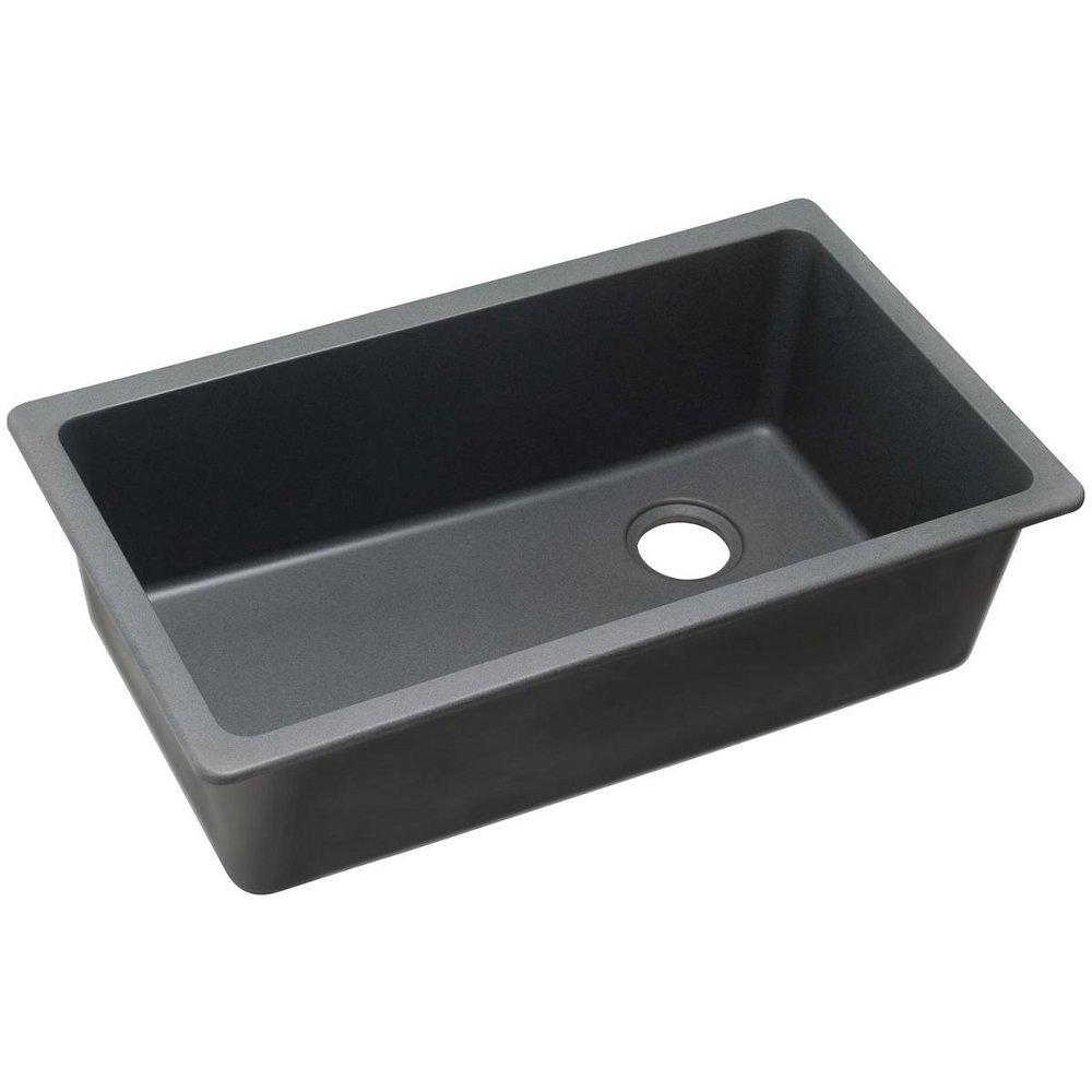Elkay Dusk Grey 33 x 18-3/4 in. No Hole Composite Single Bowl Undermount Kitchen Sink 