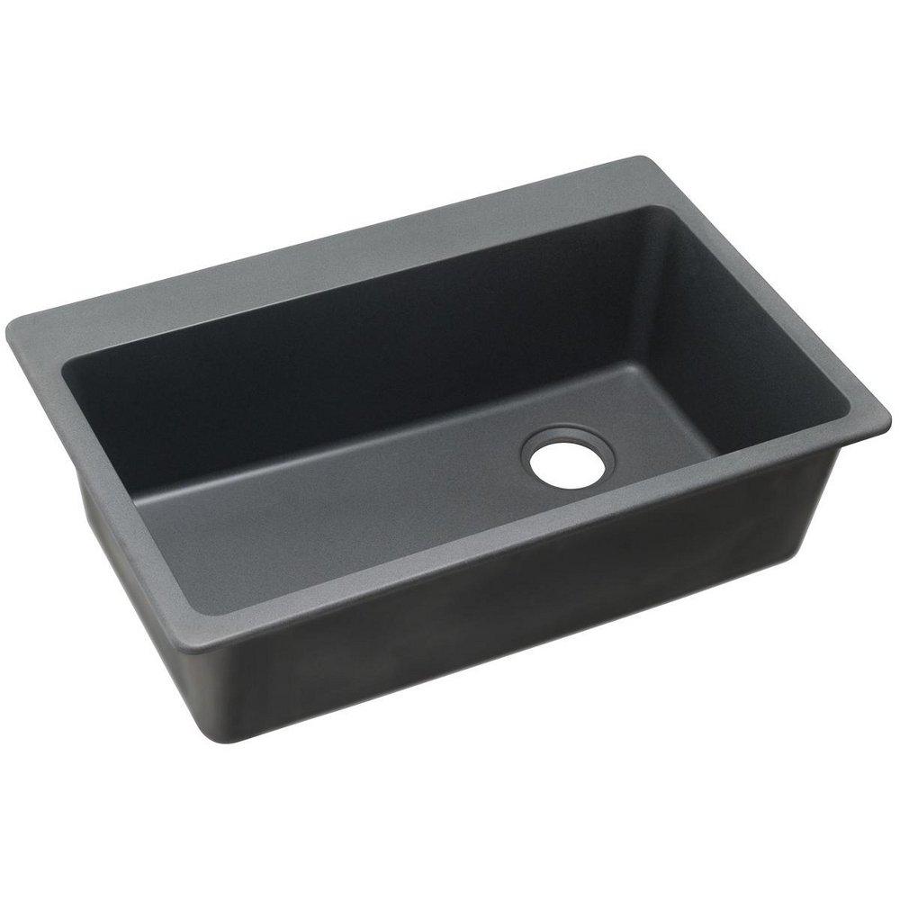 Elkay Dusk Grey 33 x 22 in. No Hole Composite Single Bowl Drop-in Kitchen Sink 