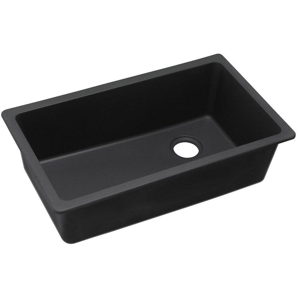 Elkay Black 33 x 18-3/4 in. No Hole Composite Single Bowl Undermount Kitchen Sink 