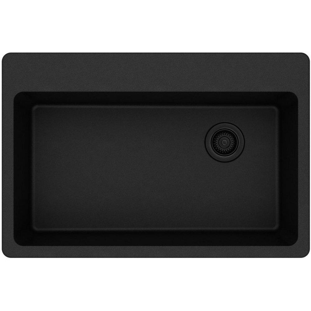 Elkay Black 33 x 22 in. No Hole Composite Single Bowl Drop-in Kitchen Sink 