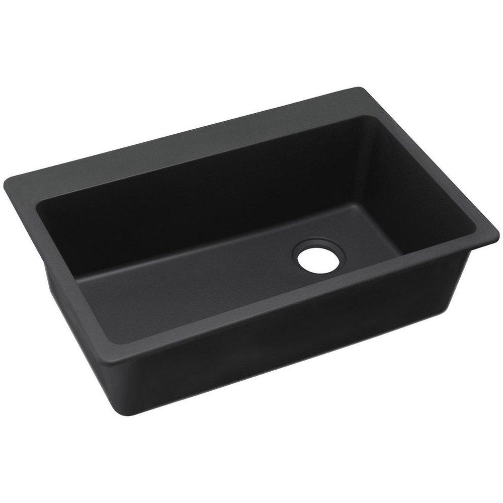 Elkay Black 33 x 22 in. No Hole Composite Single Bowl Drop-in Kitchen Sink 