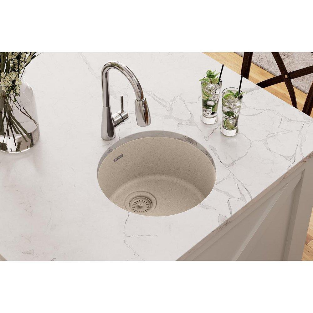 Elkay Bisque 18-1/8 x 18-1/8 in. Drop-in and Undermount Bar Sink 