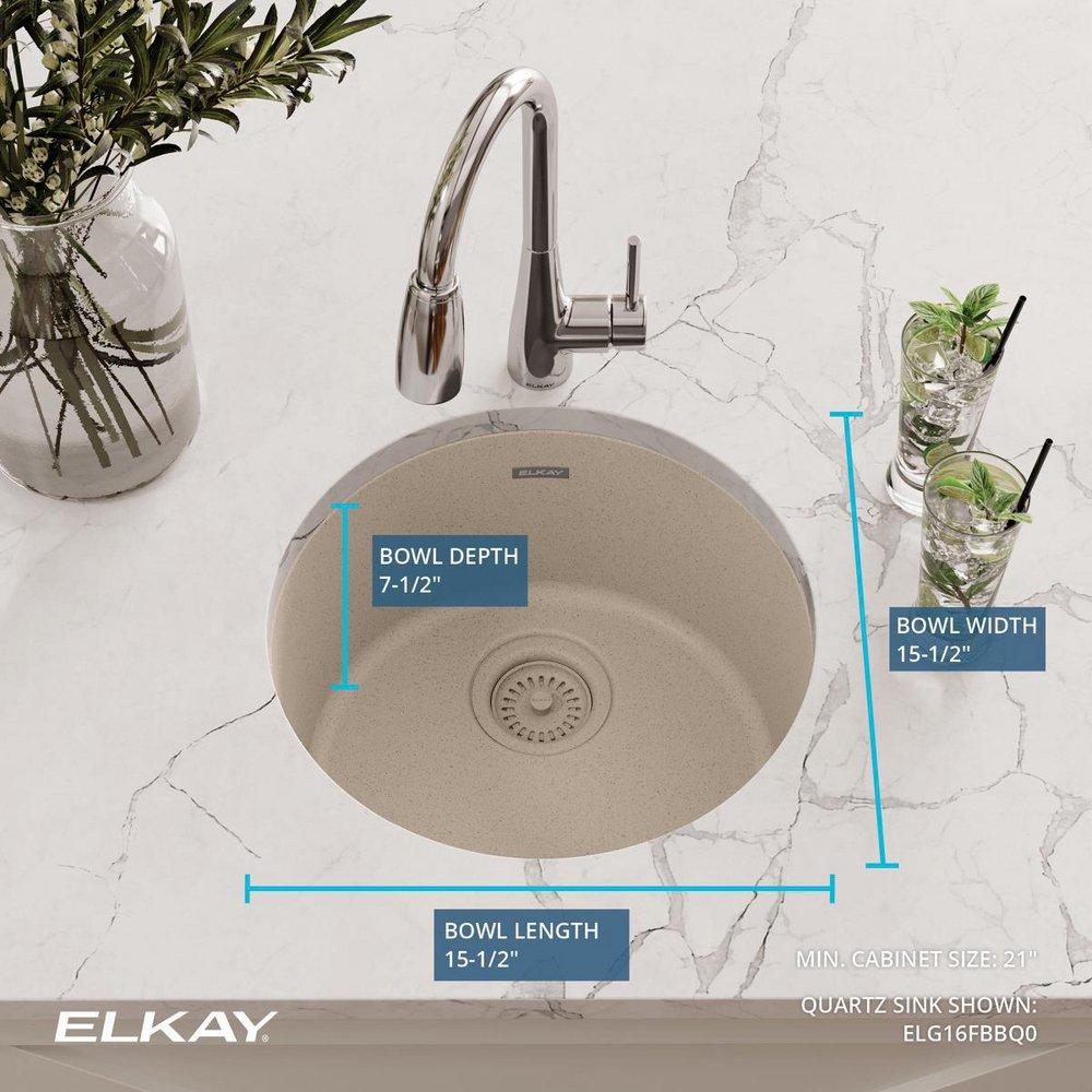 Elkay Bisque 18-1/8 x 18-1/8 in. Drop-in and Undermount Bar Sink 