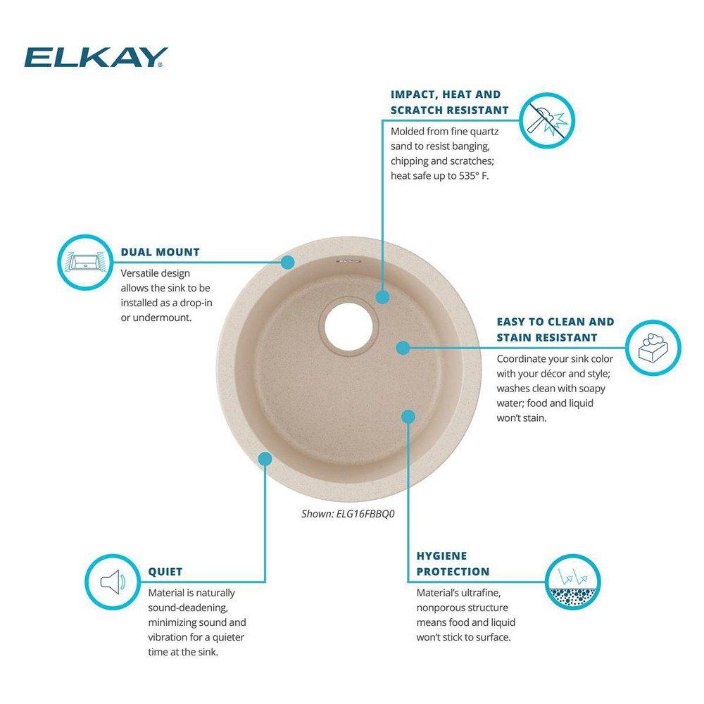 Elkay Bisque 18-1/8 x 18-1/8 in. Drop-in and Undermount Bar Sink 