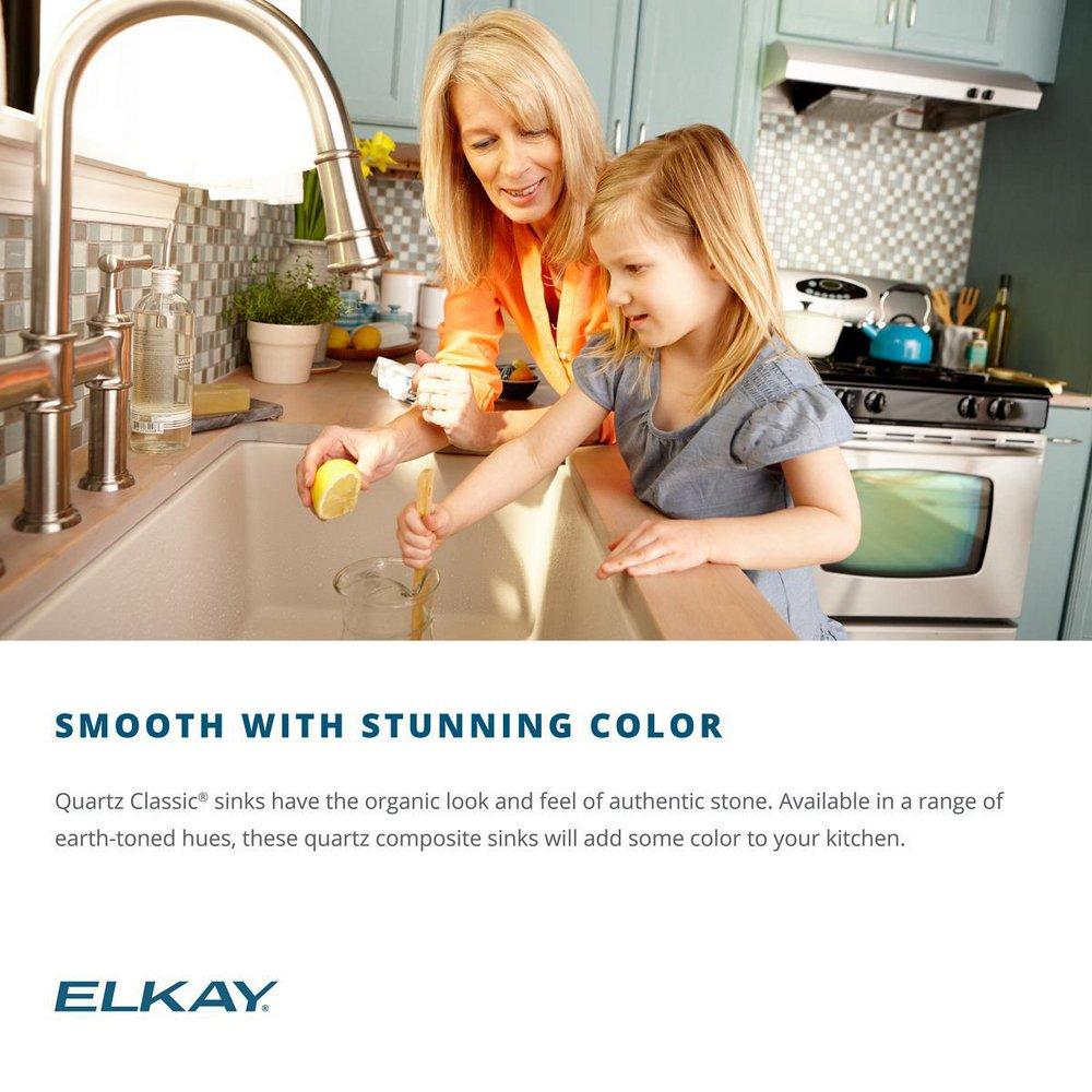 Elkay White 33 x 18-3/4 in. No Hole Composite Single Bowl Undermount Kitchen Sink 