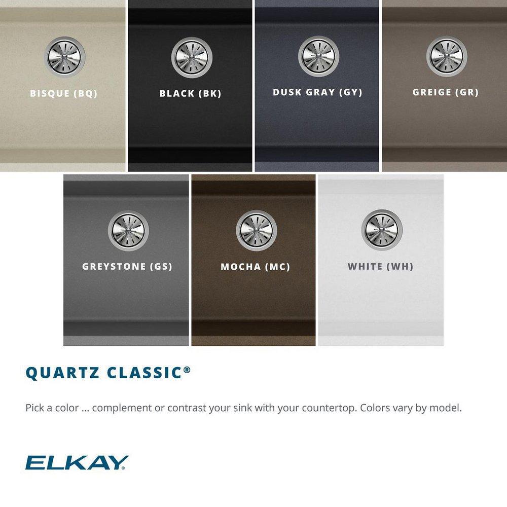 Elkay White 33 x 18-3/4 in. No Hole Composite Single Bowl Undermount Kitchen Sink 