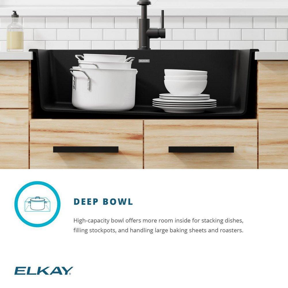Elkay White 33 x 18-3/4 in. No Hole Composite Single Bowl Undermount Kitchen Sink 