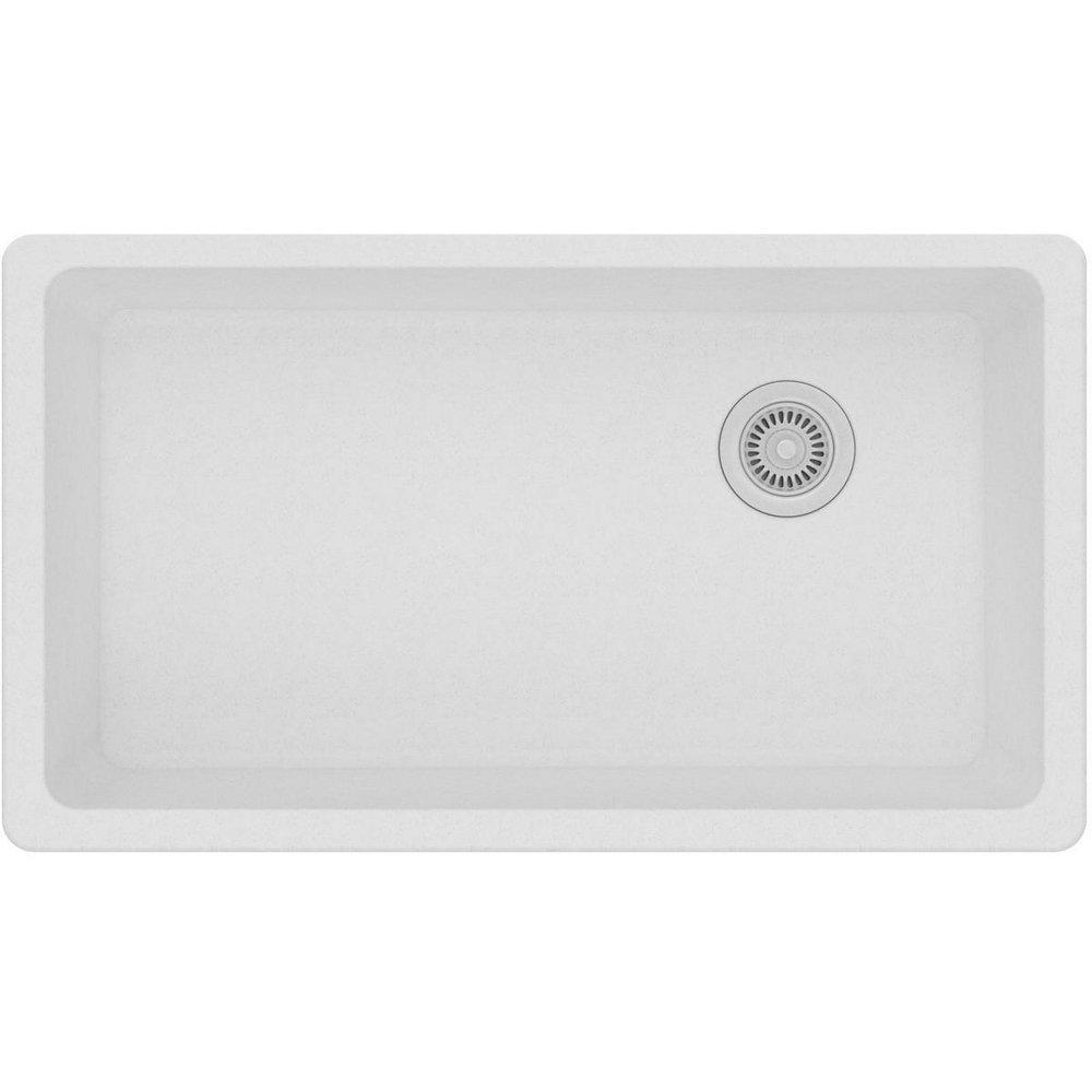 Elkay White 33 x 18-3/4 in. No Hole Composite Single Bowl Undermount Kitchen Sink 