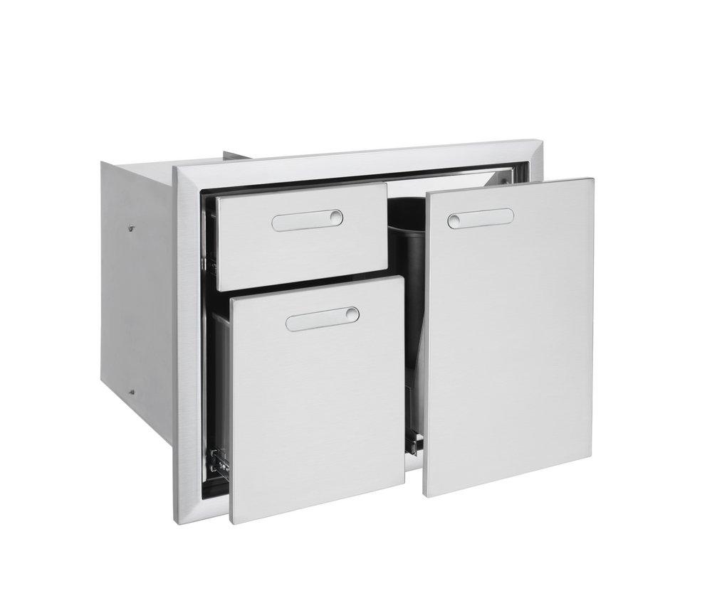 Lynx Grills Trash Center and Double Drawer Combo 