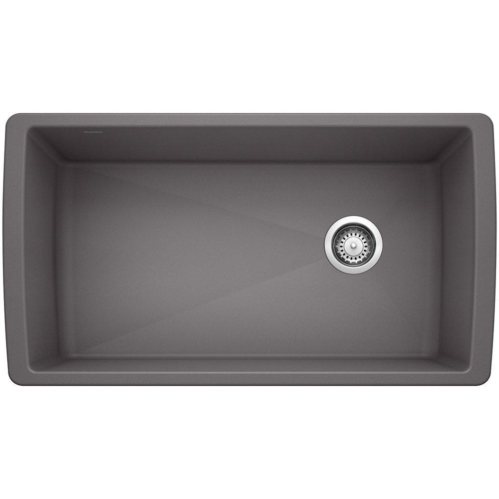 BLANCO Cinder 32-1/2 x 18-1/2 in. No-Hole Composite Single Bowl Undermount Kitchen Sink 