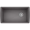 32-1/2 x 18-1/2 in. No-Hole Composite Single Bowl Undermount Kitchen Sink in Cinder