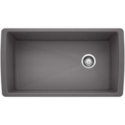 33-1/2 in. Undermount Silgranit Single Bowl Kitchen Sink in Cinder