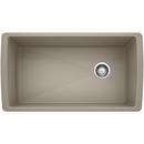 32-1/2 x 18-1/2 in. No-Hole Composite Single Bowl Undermount Kitchen Sink in Truffle