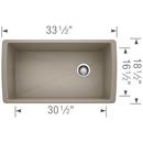 BLANCO Truffle 32-1/2 x 18-1/2 in. No-Hole Composite Single Bowl Undermount Kitchen Sink 