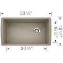 BLANCO Truffle 32-1/2 x 18-1/2 in. No-Hole Composite Single Bowl Undermount Kitchen Sink 