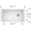 BLANCO White 32-1/2 x 18-1/2 in. No-Hole Composite Single Bowl Undermount Kitchen Sink 