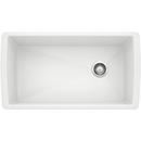 BLANCO White 32-1/2 x 18-1/2 in. No-Hole Composite Single Bowl Undermount Kitchen Sink 