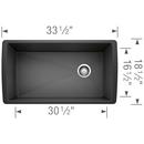 BLANCO Anthracite 32-1/2 x 18-1/2 in. No-Hole Composite Single Bowl Undermount Kitchen Sink 