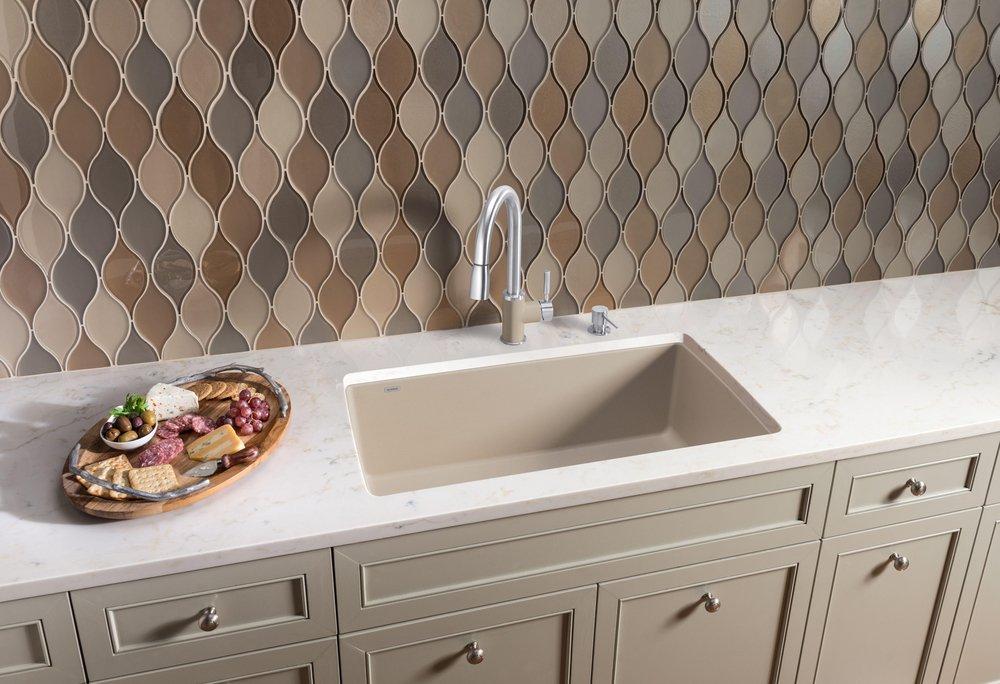 BLANCO Anthracite 32-1/2 x 18-1/2 in. No-Hole Composite Single Bowl Undermount Kitchen Sink 