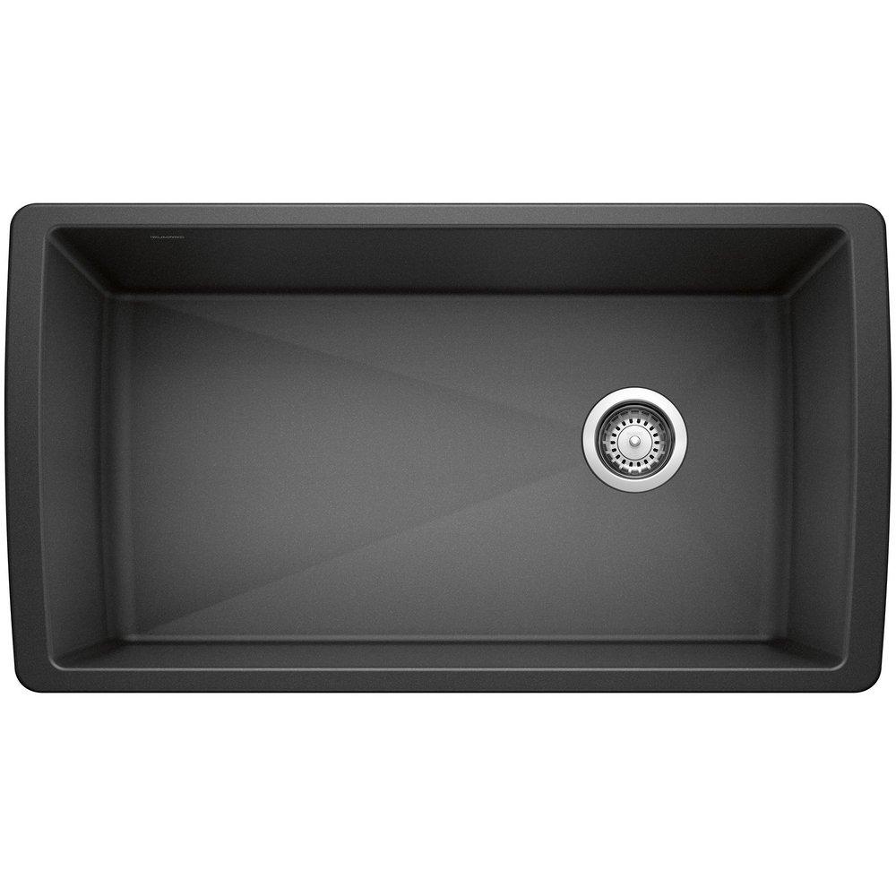BLANCO Anthracite 32-1/2 x 18-1/2 in. No-Hole Composite Single Bowl Undermount Kitchen Sink 