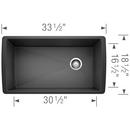 BLANCO Anthracite 32-1/2 x 18-1/2 in. No-Hole Composite Single Bowl Undermount Kitchen Sink 