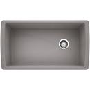 33-1/2 x 18-1/2 in. No-Hole Composite Single Bowl Undermount Kitchen Sink in Metallic Grey