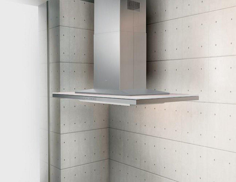 Zephyr White Glass/Stainless Steel 35-3/8 in. 90 cfm Island Mount Range Hood 