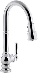 KOHLER Polished Chrome Single Handle Pull Down Kitchen Faucet with Three-Function Spray, Magnetic Docking and Sweep Spray Technology 