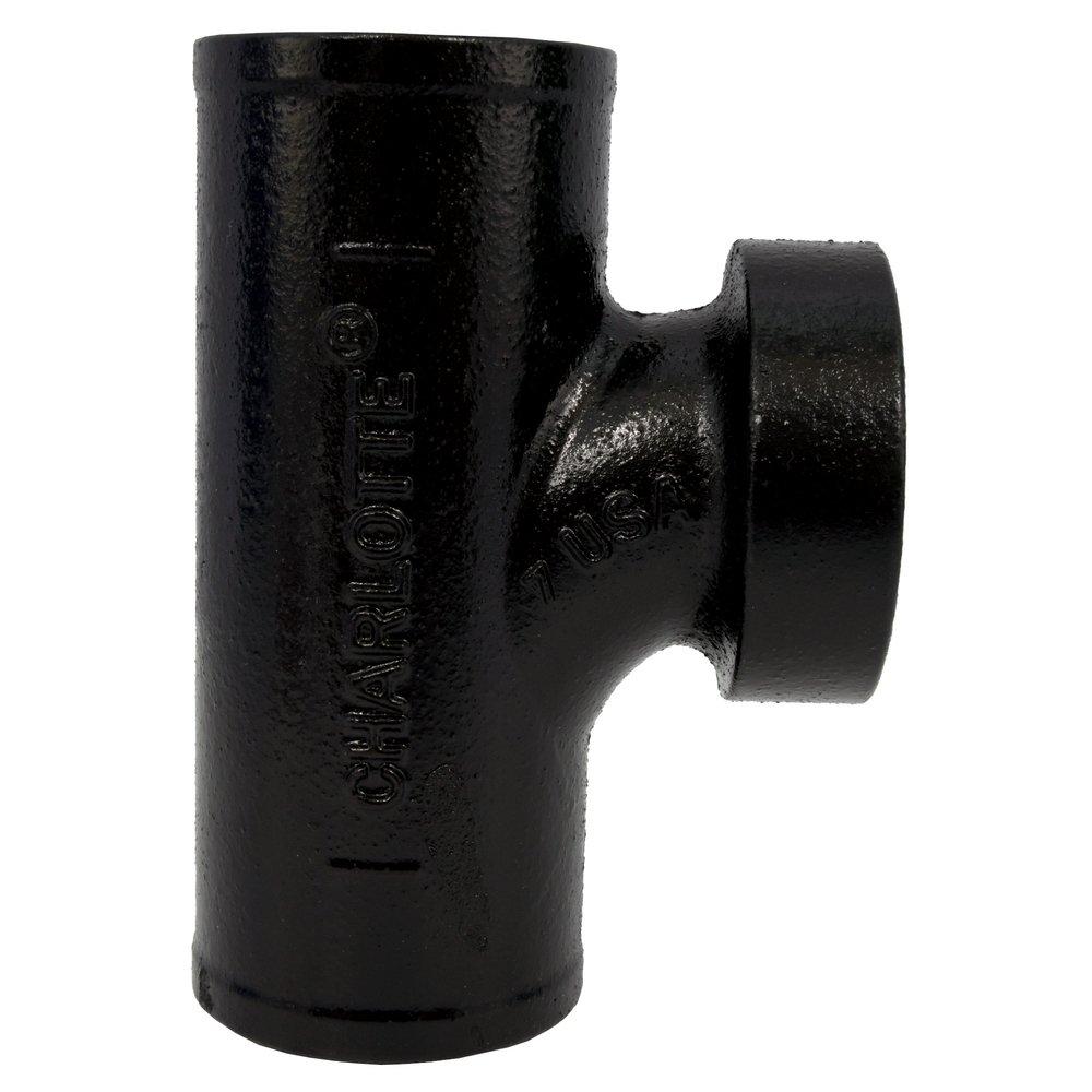 Black Spigot x Spigot x FNPT NH-119 Domestic Cast Iron Sanitary Tee 