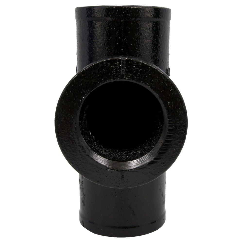 Black Spigot x Spigot x FNPT NH-119 Domestic Cast Iron Sanitary Tee 